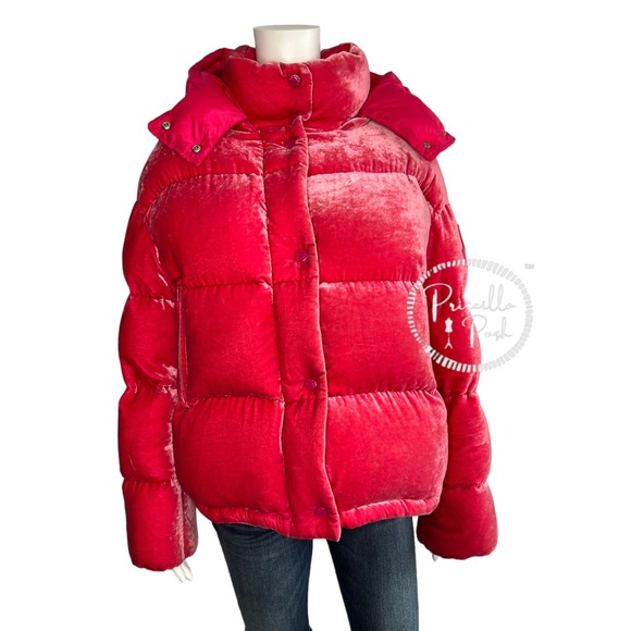 Moncler Hot Pink Velvet Quilted Down Puffer Jacket Goose Down Puffer Coat - Picture 4 of 16